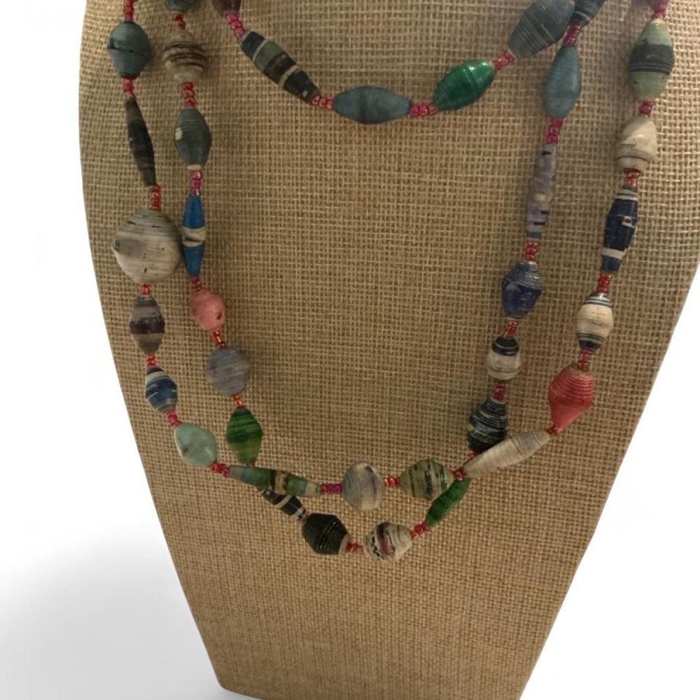 Unbranded Paper Bead Necklace Women OS‎ Multicolor Boho Long Strand